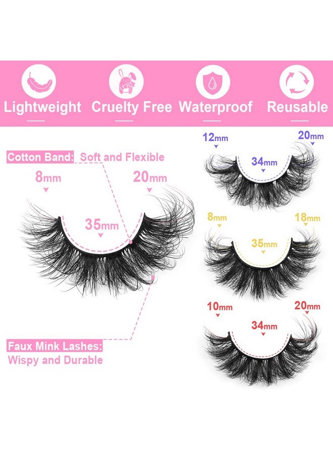 Kiromiro Mink Lashes Fluffy Faux Mink Eyelashes Wispy 20mm Long D Curl Lashes Russian Cat Eye Strip Lashes Extensions Fluffy Eyelashes Pack 20 Pairs - Image 3