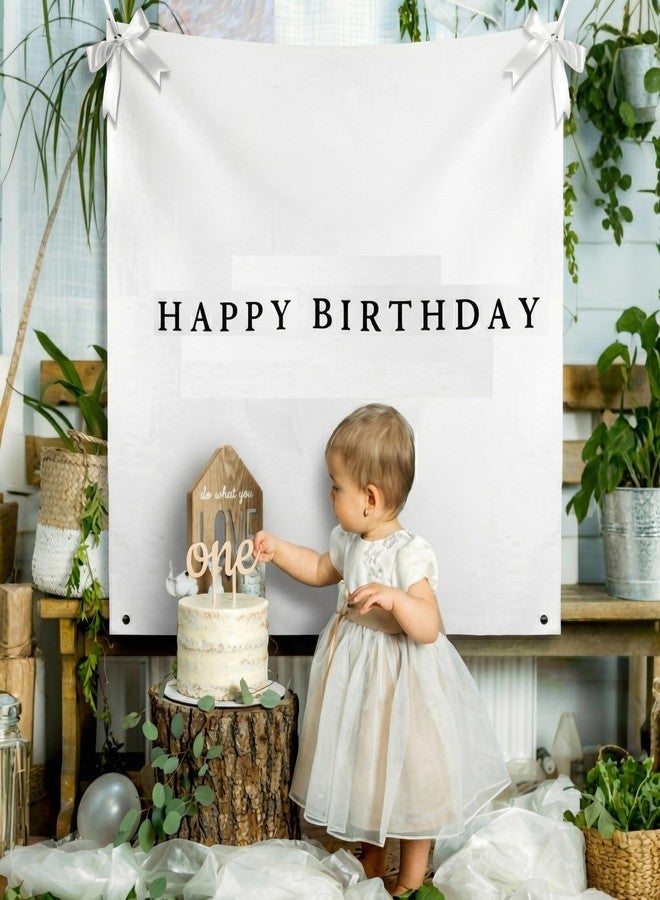 Oudain 59x59 Inch Happy Birthday Burlap Banner, Fabric Party Decorations Backdrop, Boho Rustic Photo Props Sign with Hanging String for Birthday Party Indoor Outdoor Yard Wall Decor - Image 4