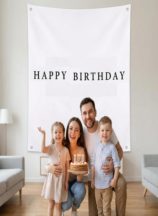 Oudain 59x59 Inch Happy Birthday Burlap Banner, Fabric Party Decorations Backdrop, Boho Rustic Photo Props Sign with Hanging String for Birthday Party Indoor Outdoor Yard Wall Decor - Image 5