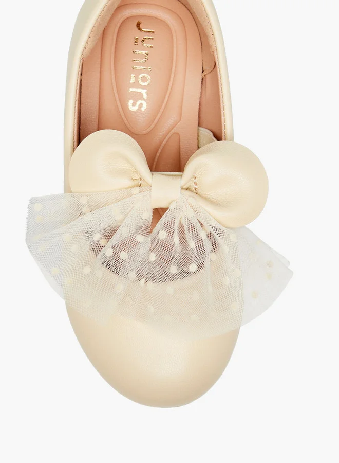 JUNIORS Bow Accent Slip-On Ballerina Shoes with Elastic Strap