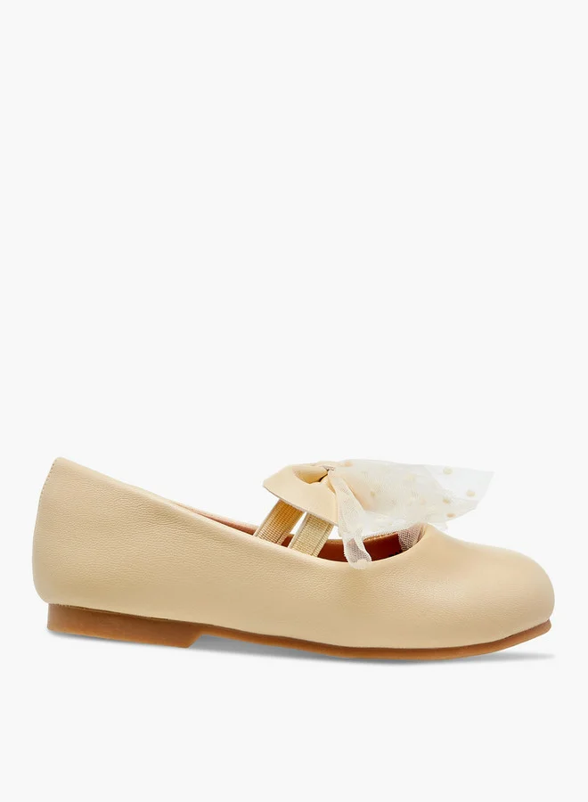 JUNIORS Bow Accent Slip-On Ballerina Shoes with Elastic Strap