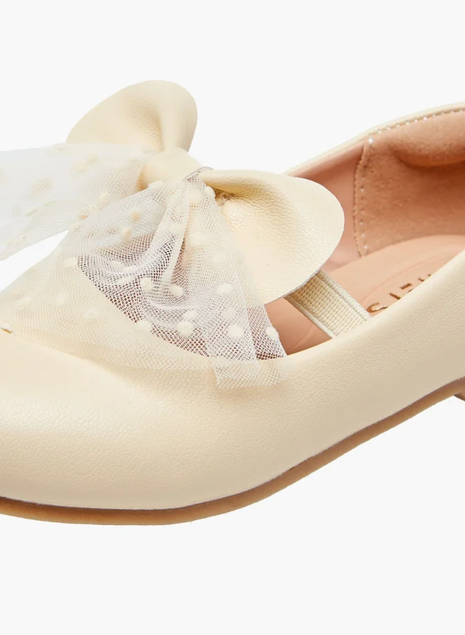 JUNIORS Bow Accent Slip-On Ballerina Shoes with Elastic Strap