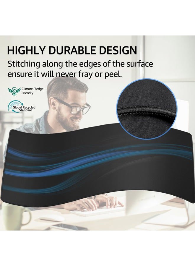KTRIO Large Gaming Mouse Pad with Superior Micro-Weave Cloth, Extended Desk Mousepad with Stitched Edges, Non-Slip Base, Water Resist Keyboard Pad for Gamer, Office & Home, 31.5 x 11.8 in, Black  - Image 3