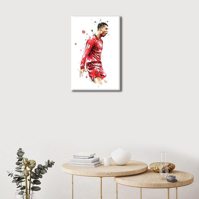 تيشيرون لوحة فنية على قماش لظهر كريستيانو رونالدو بإطار، ملصق CR7، صور زخرفية، رسم، ديكور منزلي عصري لغرفة المعيشة وغرفة الطعام، ملصقات وطباعات جاهزة للتعليق مقاس 18 × 12 بوصة - Image 2