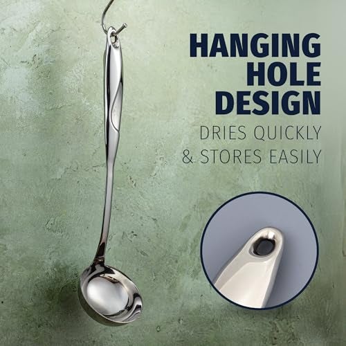 Zulay Kitchen Stainless Steel Soup Ladle - 13” Large Ladle for Soups, Stews & Sauces - Durable, Heat-Resistant, Rust-Proof & Dishwasher Safe Kitchen Utensil with Ergonomic Handle - Image 3