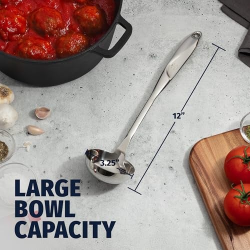 Zulay Kitchen Stainless Steel Soup Ladle - 13” Large Ladle for Soups, Stews & Sauces - Durable, Heat-Resistant, Rust-Proof & Dishwasher Safe Kitchen Utensil with Ergonomic Handle - Image 4
