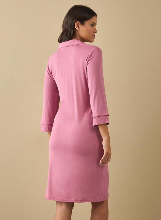 سبلاش فيڤ قميص نوم بياقة وأكمام ثلاثة أرباع - Image 3