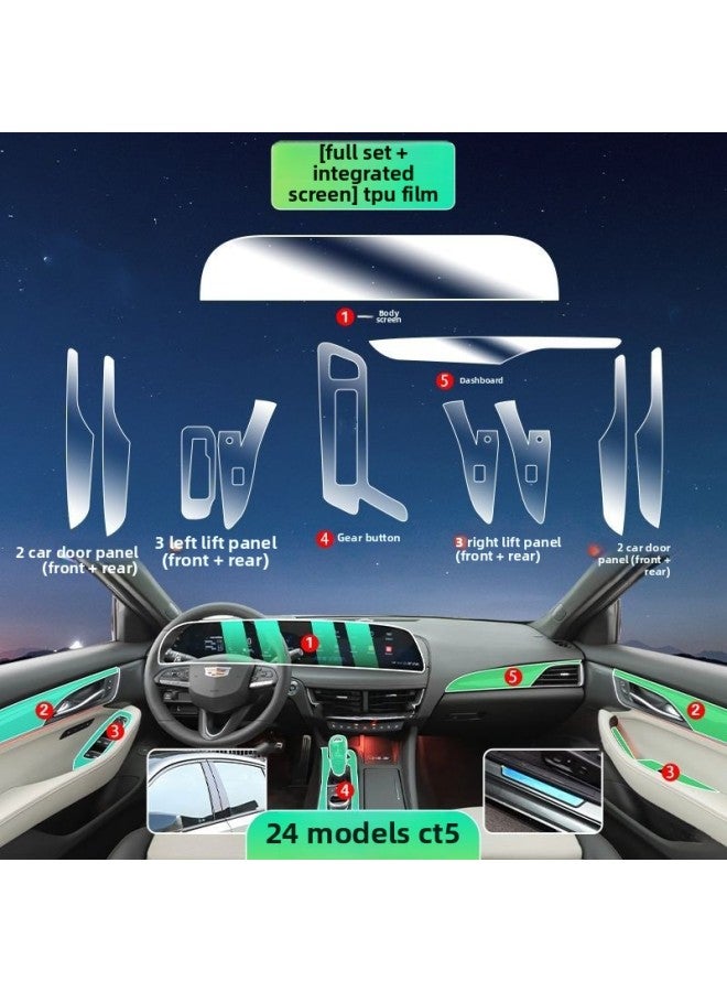 24 Cadillac CT5 Special Interior Film Screen Protection Film Center Console Transparent Film Gear Change Decoration-Color:24 Types Of Cadillac Ct5_integrated Screen Tpu Soft Film - Image 3