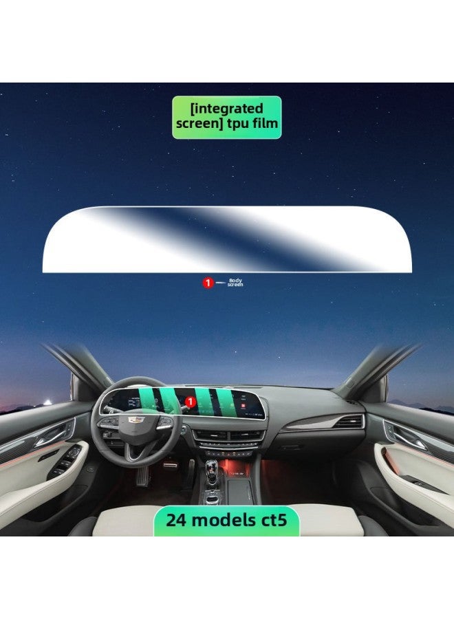 24 Cadillac CT5 Special Interior Film Screen Protection Film Center Console Transparent Film Gear Change Decoration-Color:24 Types Of Cadillac Ct5_integrated Screen Tpu Soft Film - Image 1