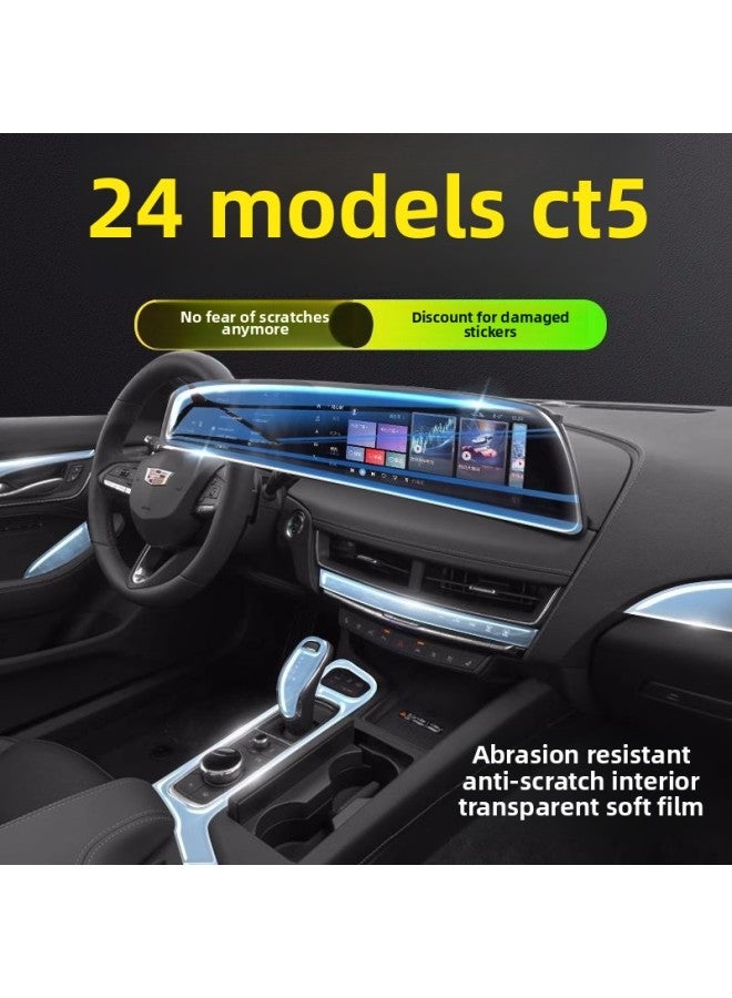 24 Cadillac CT5 Special Interior Film Screen Protection Film Center Console Transparent Film Gear Change Decoration-Color:24 Types Of Cadillac Ct5_integrated Screen Tpu Soft Film - Image 2
