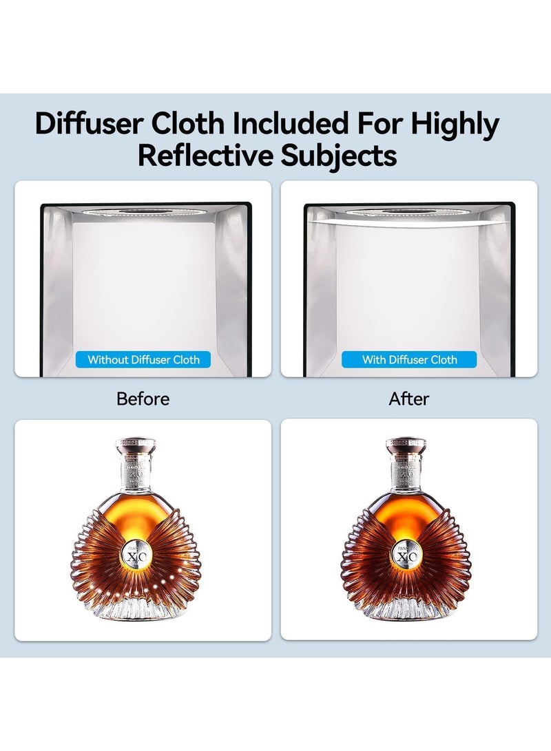 Oasisgalore 9.8Inch/25CM Photo Studio Box, Bi-Color Dimmable Background Studio Shooting Tent Kit, 6 Color PVC Backdrops, Foldable Picture Lightbox with 140 LED, for Phones DSLR Camera - Image 5