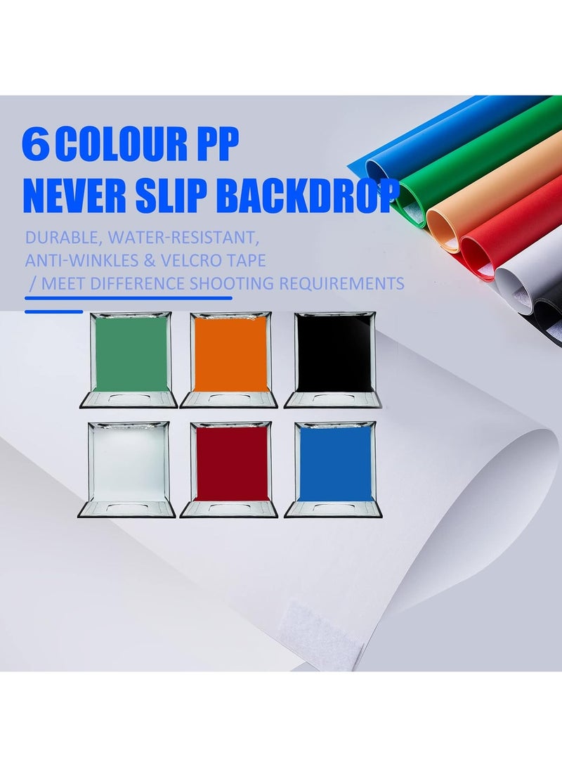 Oasisgalore 9.8Inch/25CM Photo Studio Box, Bi-Color Dimmable Background Studio Shooting Tent Kit, 6 Color PVC Backdrops, Foldable Picture Lightbox with 140 LED, for Phones DSLR Camera - Image 4