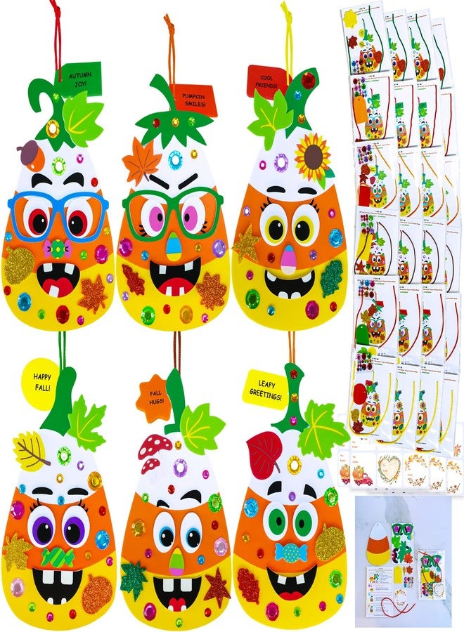 Winlyn 24 Sets Halloween Craft Kits for Kids Goofy Candy Corn Foam Individual Craft Kits Fall Arts and Crafts Autumn Foam Stickers for Kids Thanksgiving Halloween Home Classroom Activities Party Favor - Image 1