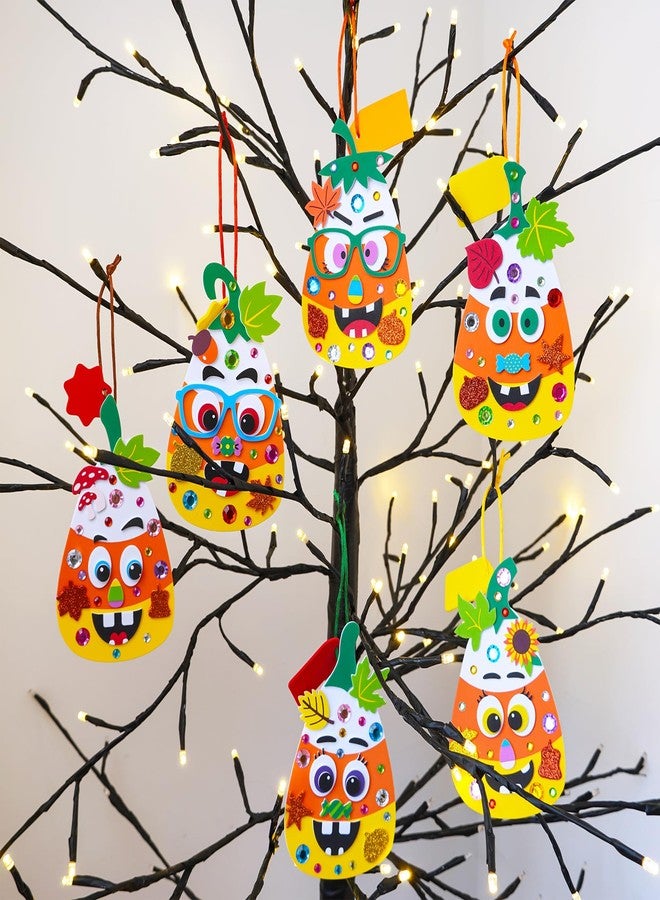 Winlyn 24 Sets Halloween Craft Kits for Kids Goofy Candy Corn Foam Individual Craft Kits Fall Arts and Crafts Autumn Foam Stickers for Kids Thanksgiving Halloween Home Classroom Activities Party Favor - Image 2