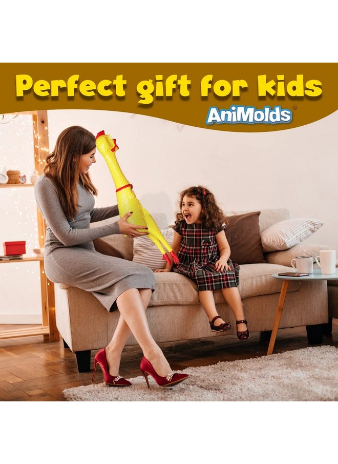Animolds - Crazy Huge Rubber Chicken 29 Inch Giant Screaming Noise Makers For Parties Pranks Practical Jokes Squeaks Up To 45 Seconds Squawking Novelty Gag Gift (Random Color) - Image 1