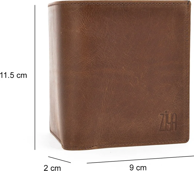 زيا Men's Leather Wallet 1519841ZD09 Brown