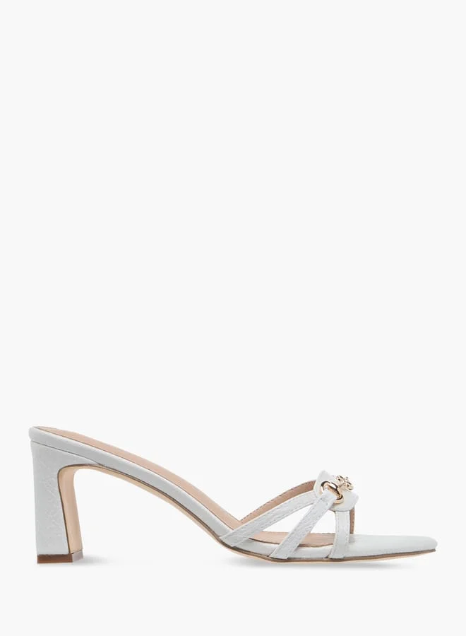 Flora Bella By Shoexpress Women Logo Charm Accent Slip-On Sandals with Block Heels