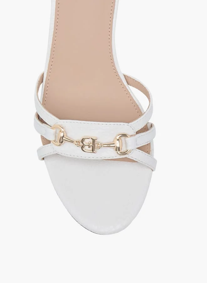 Flora Bella By Shoexpress Women Logo Charm Accent Slip-On Sandals with Block Heels