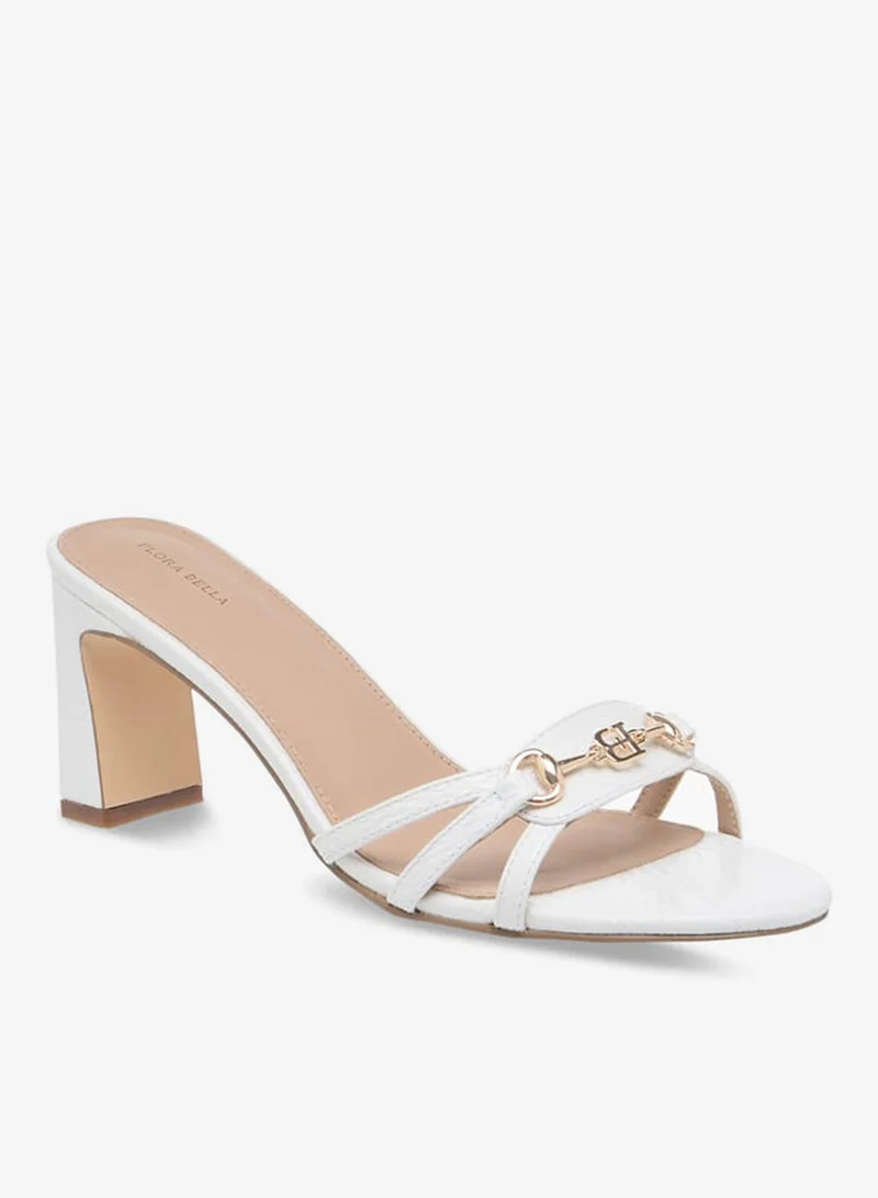 Flora Bella By Shoexpress Flora Bella Logo Charm Accent Slip-On Sandals With Block Heels