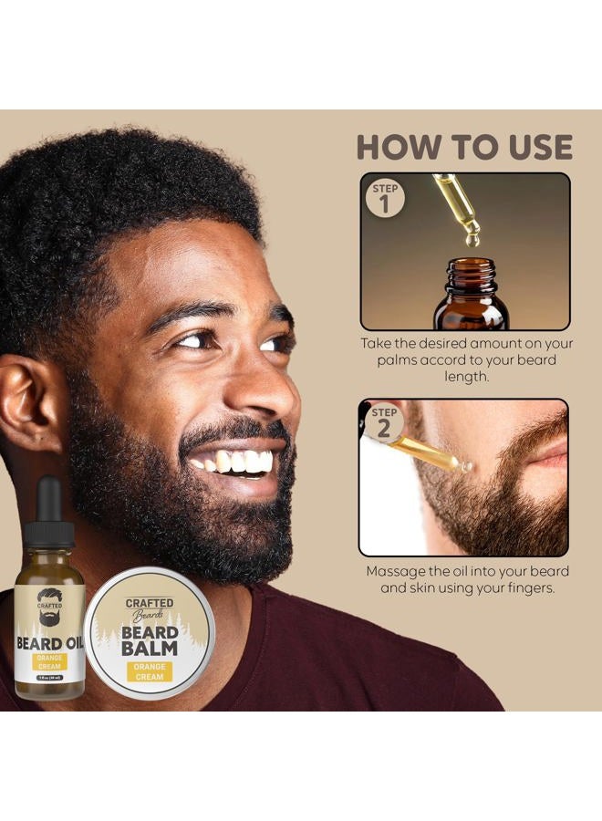 Crafted Beards Care Kit for Men - Smoother, Moisturized with Oil and Balm - Gift and Stocking Stuffer (Orange Cream) - Image 4