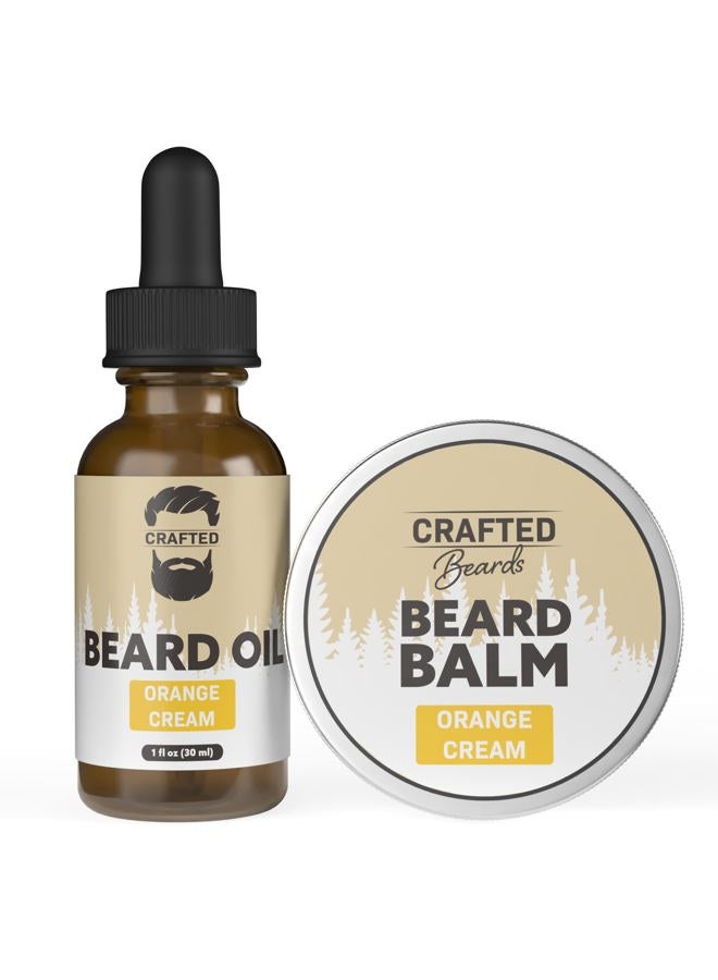 Crafted Beards Care Kit for Men - Smoother, Moisturized with Oil and Balm - Gift and Stocking Stuffer (Orange Cream) - Image 1