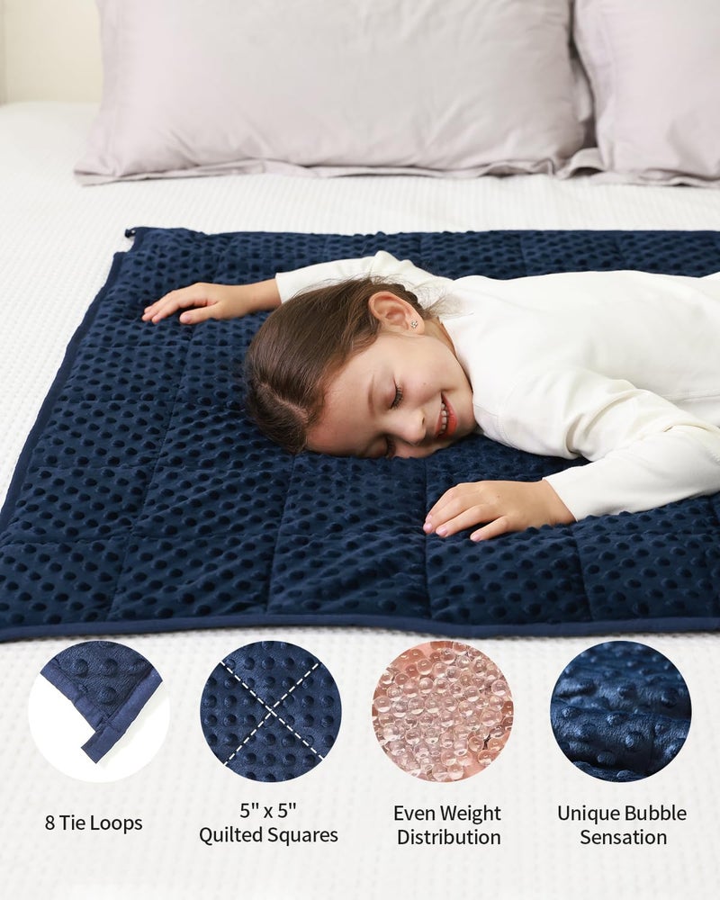 Mr. Sandman Weighted Blanket 5LBS 36 x 48 Inches  Minky Dots Heavy Blanket with Glass Beads  Soft and Cooling for School and Home  Navy Blue - Image 4