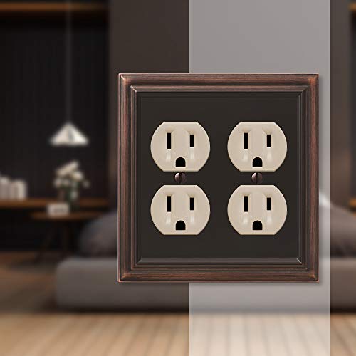 Amerelle Continental Double Duplex Cast Metal Wallplate in Aged Bronze - Image 3