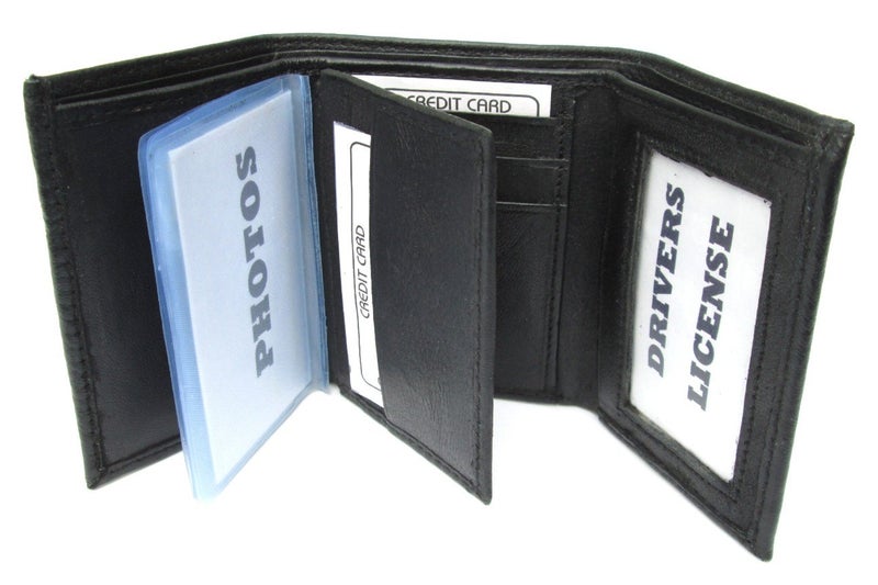 Dangerous Threads Mens Black Leather Wallet Lamb Classic Trifold 731 - Image 1