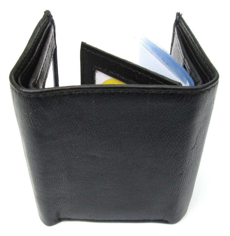 Dangerous Threads Mens Black Leather Wallet Lamb Classic Trifold 731 - Image 5