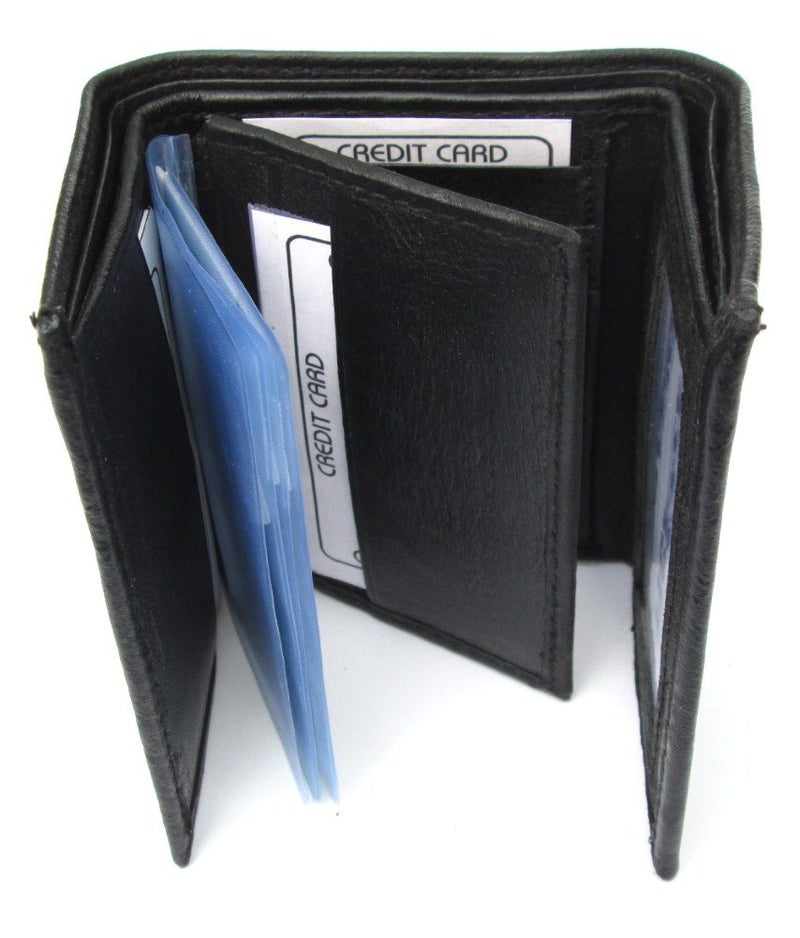 Dangerous Threads Mens Black Leather Wallet Lamb Classic Trifold 731 - Image 3