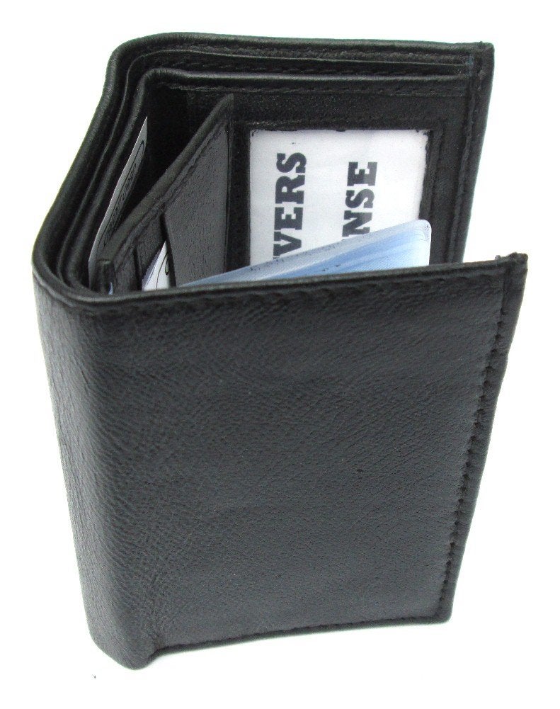 Dangerous Threads Mens Black Leather Wallet Lamb Classic Trifold 731 - Image 4