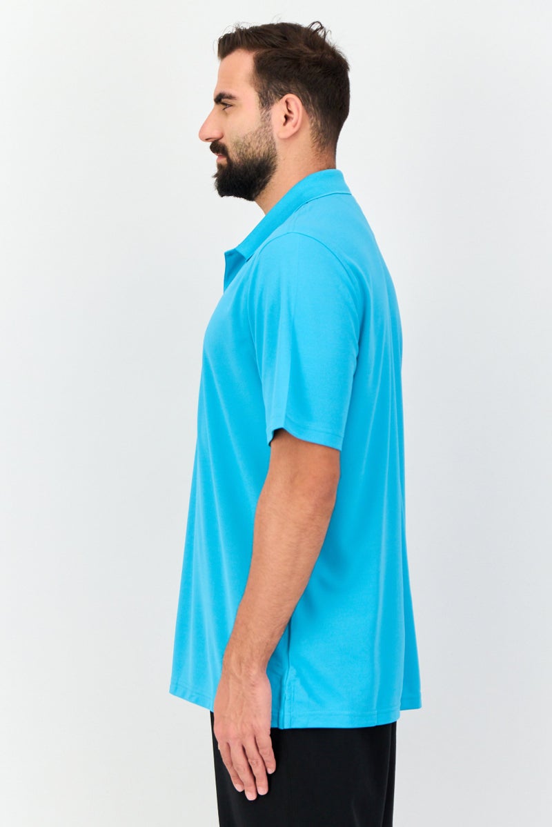 Greg Norman Men Sportswear Fit Short Sleeve Outdoor Polo Shirt, Blue  - Image 2