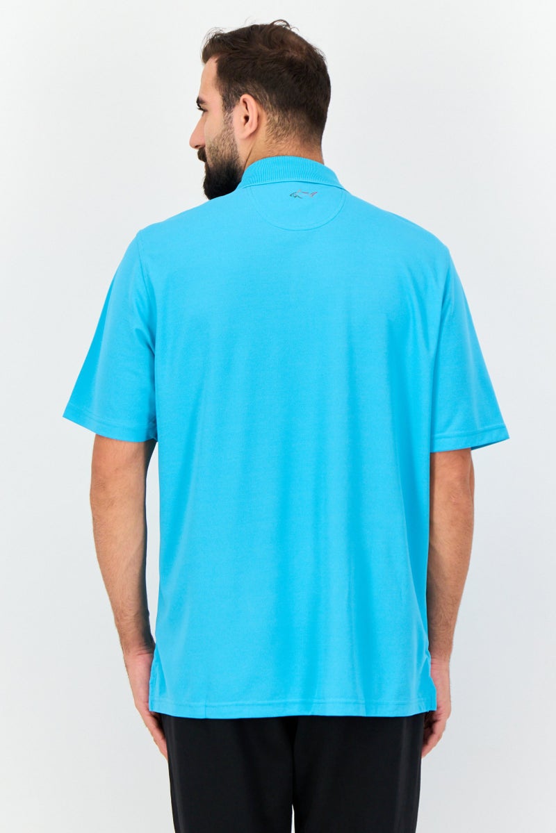 Greg Norman Men Sportswear Fit Short Sleeve Outdoor Polo Shirt, Blue  - Image 3