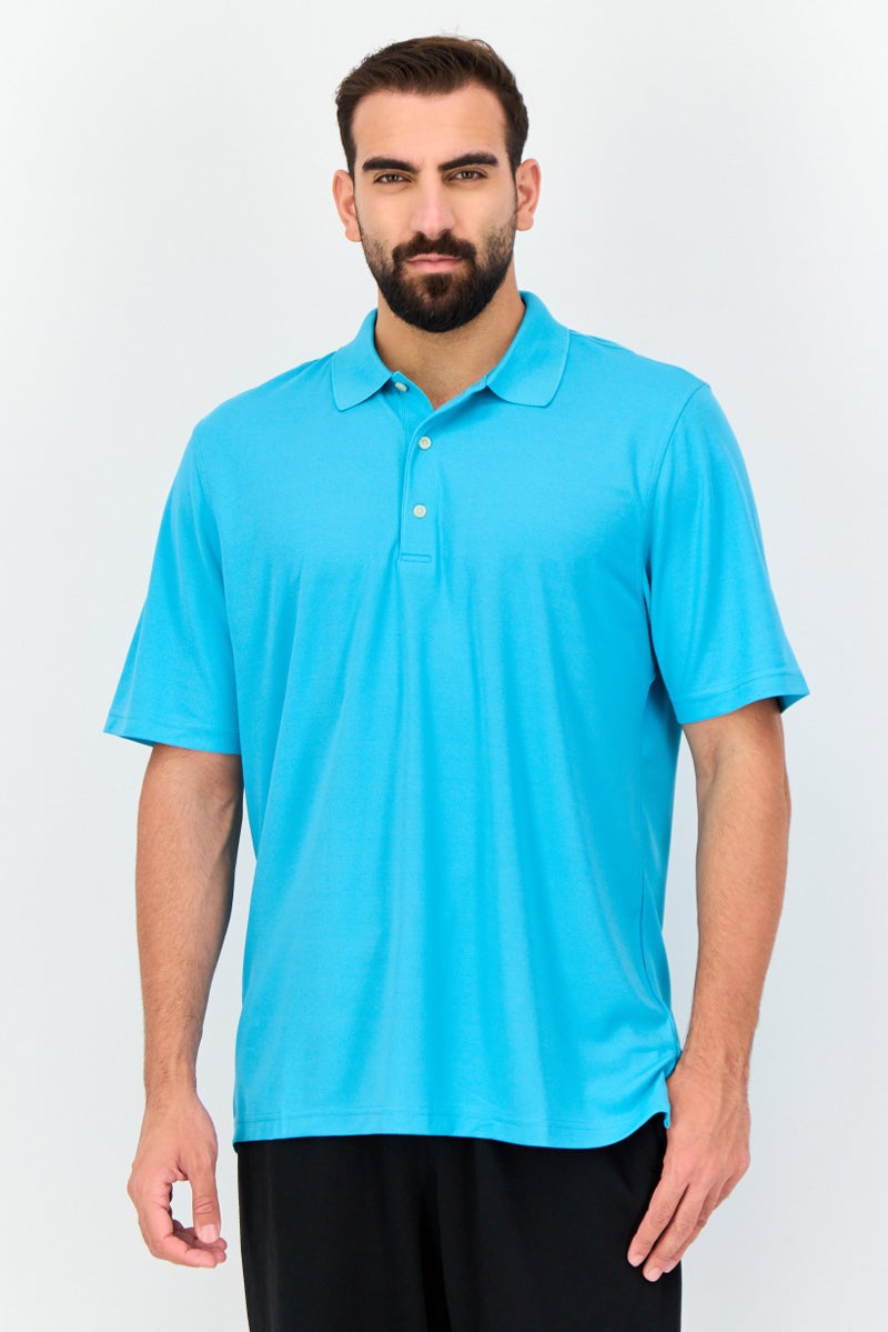 Greg Norman Men Sportswear Fit Short Sleeve Outdoor Polo Shirt, Blue  - Image 1