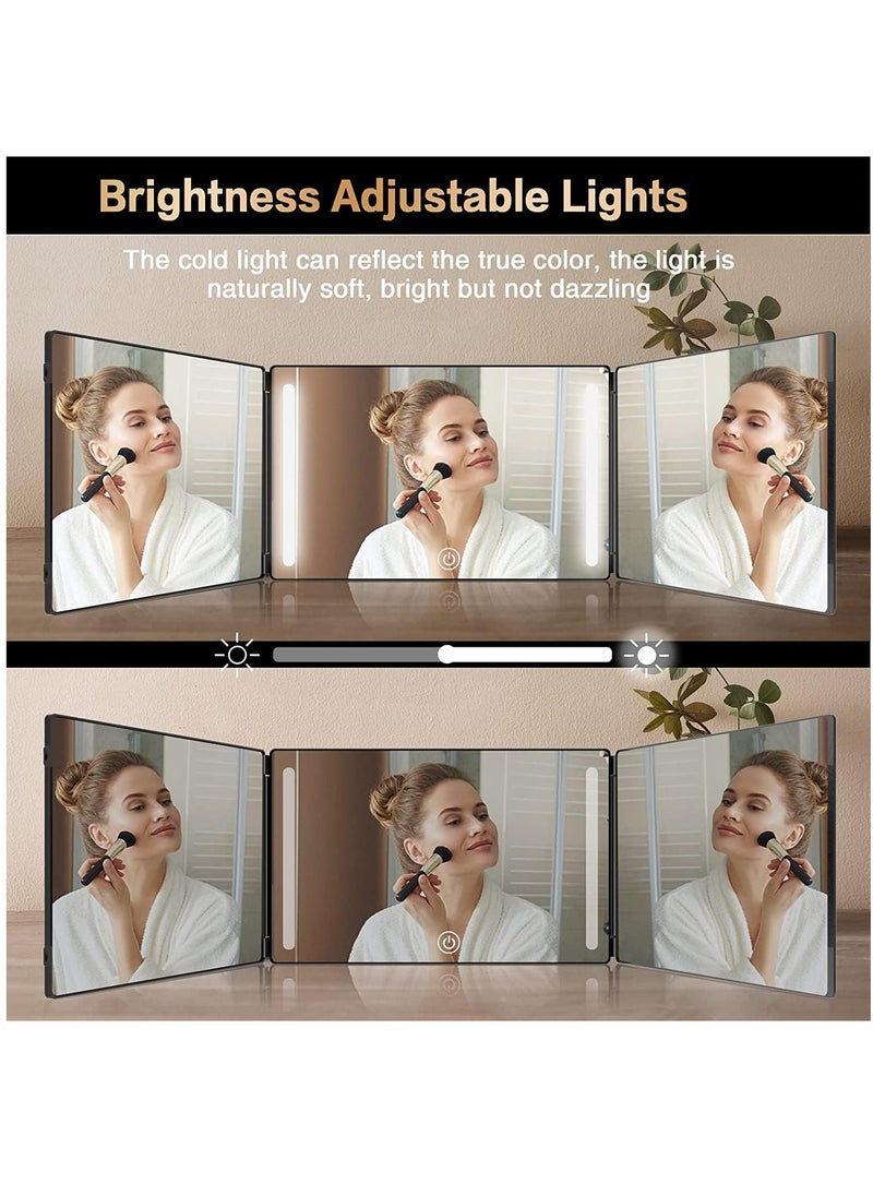 Arabest - 3 Way Barber Mirror, LED Self Cut Mirror, 360° Barber Mirror for Men, USB with Height-Adjustable Telescopic Hook, Suitable for Haircut, Hairstyling, Shaving, Grooming, Hair Coloring and Makeup - Image 1