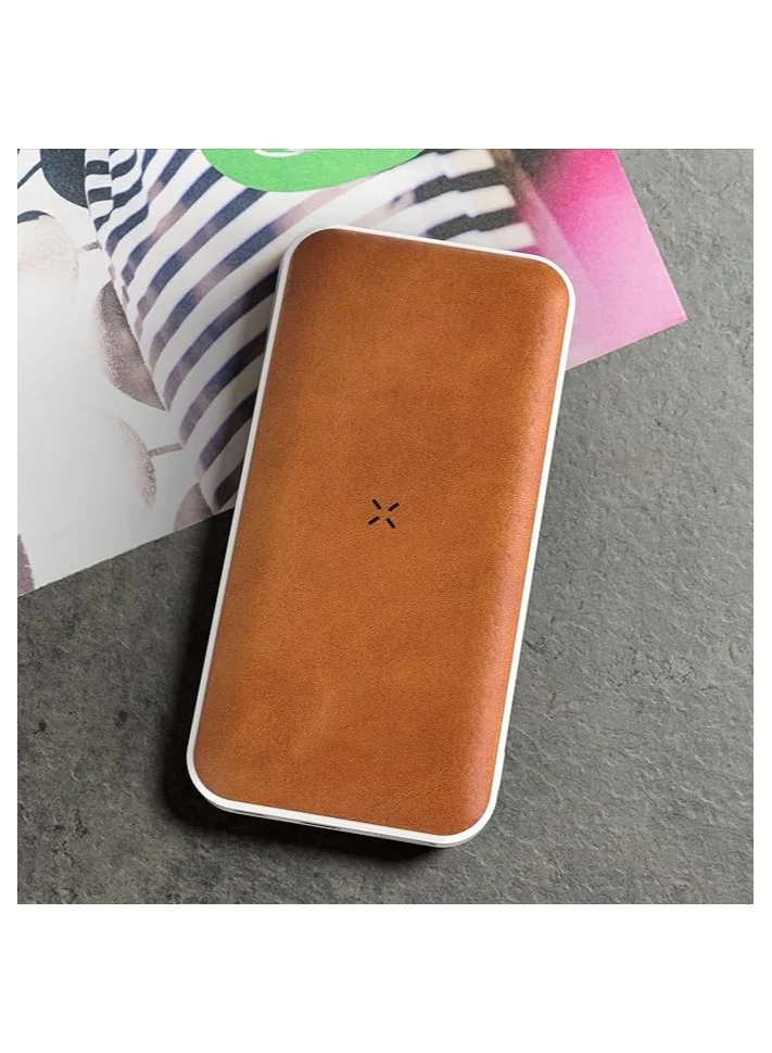 Memorii Leather Power Bank by @memorii Premium Gift power bank 10000mah Recycled Leather Power Bank with 18W PD fast charging and 10W wireless charging Brown