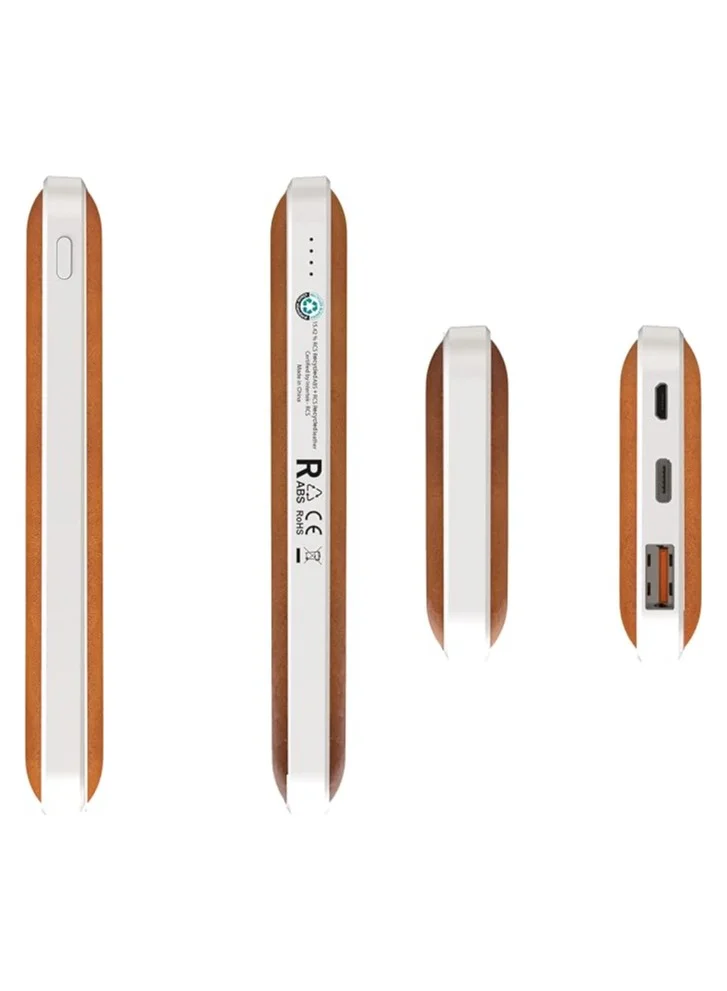 Memorii Leather Power Bank by @memorii Premium Gift power bank 10000mah Recycled Leather Power Bank with 18W PD fast charging and 10W wireless charging Brown