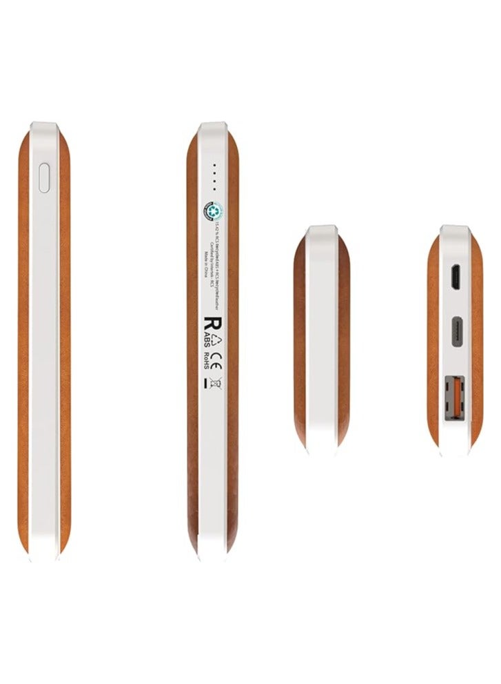 Memorii Leather Power Bank by @memorii Premium Gift power bank 10000mah Recycled Leather Power Bank with 18W PD fast charging and 10W wireless charging Brown - Image 5