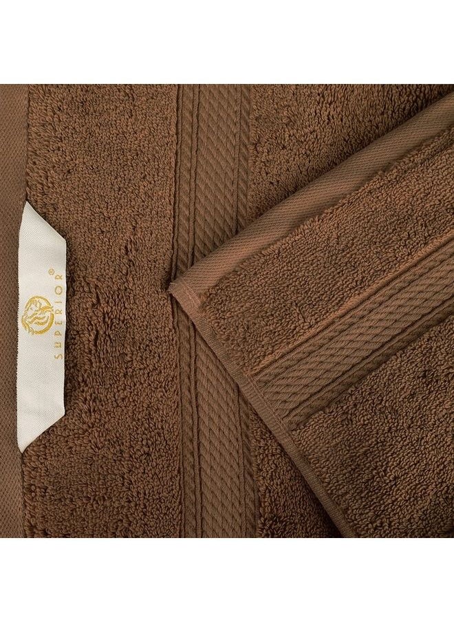 Superior Egyptian Cotton 800 GSM Towel Set, Includes 2 Bath Towels, 2 Hand Towels, 2 Face Towels, Luxury Plush Bathroom Essentials, Ultra Thick, Spa, Shower, Guest Bath, Apartment, Home, Chocolate 