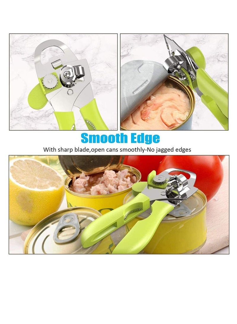 SYOSI Can Opener Heavy Duty Can 4 in 1 Kitchen Stainless Steel Opener Manual Smooth Edge Durable Food Safe Cut Tool Tin Jar Bottle Opener Hand Grip for Seniors with Arthritis Hands - Image 2