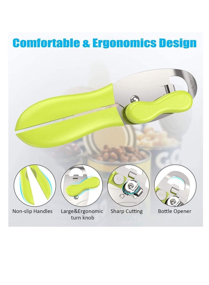 SYOSI Can Opener Heavy Duty Can 4 in 1 Kitchen Stainless Steel Opener Manual Smooth Edge Durable Food Safe Cut Tool Tin Jar Bottle Opener Hand Grip for Seniors with Arthritis Hands - Image 4