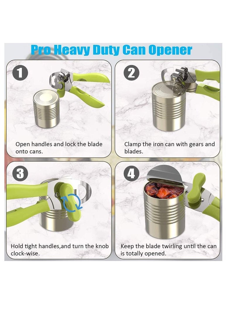 SYOSI Can Opener Heavy Duty Can 4 in 1 Kitchen Stainless Steel Opener Manual Smooth Edge Durable Food Safe Cut Tool Tin Jar Bottle Opener Hand Grip for Seniors with Arthritis Hands - Image 3