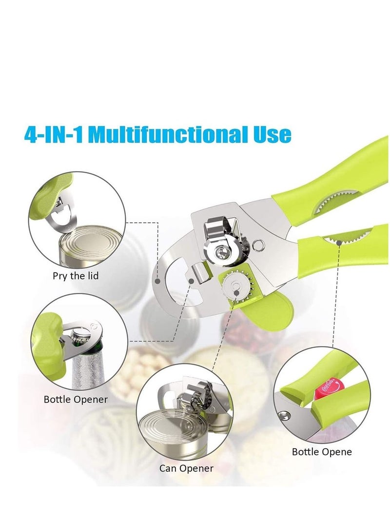 SYOSI Can Opener Heavy Duty Can 4 in 1 Kitchen Stainless Steel Opener Manual Smooth Edge Durable Food Safe Cut Tool Tin Jar Bottle Opener Hand Grip for Seniors with Arthritis Hands - Image 5