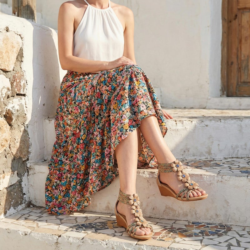 FUDYNMALC Womens Sandals Wedge Shoes: All-Day Comfort Dressy Wedges 2026 with Zipper Open Toe Summer Gladiator Sandals for Casual - Image 2