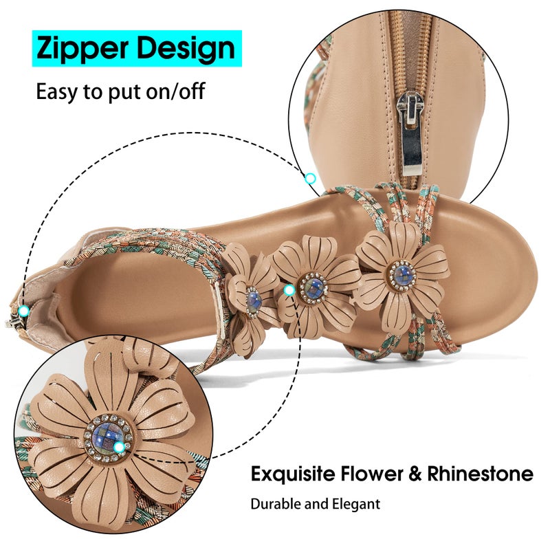 FUDYNMALC Womens Sandals Wedge Shoes: All-Day Comfort Dressy Wedges 2026 with Zipper Open Toe Summer Gladiator Sandals for Casual - Image 4