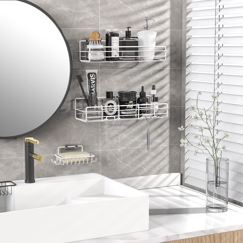 Moforoco موفوروكو دش رف سلة سلة مع حامل الصابون - Image 5