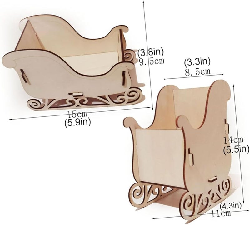 Wooden Sleigh Ornament DIY Painting Kit Handcrafted Christmas Tabletop Decoration - Image 3