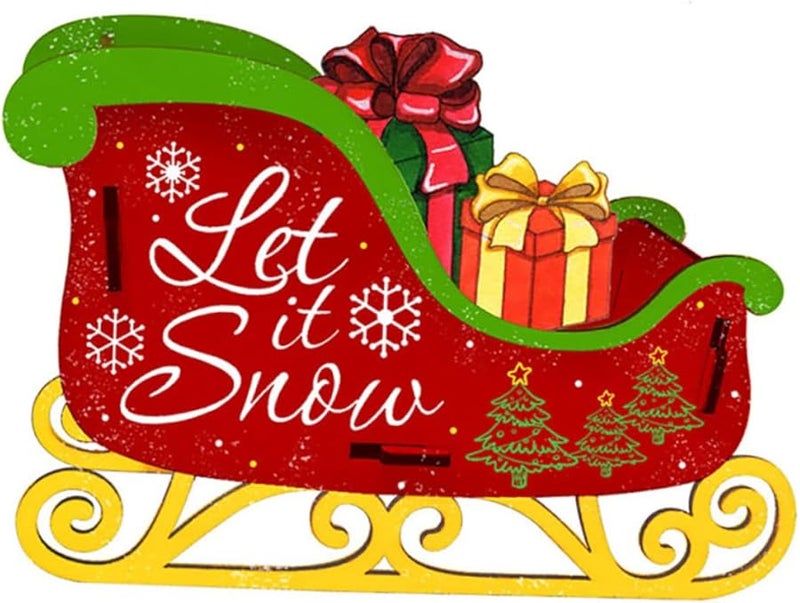 Wooden Sleigh Ornament DIY Painting Kit Handcrafted Christmas Tabletop Decoration - Image 4
