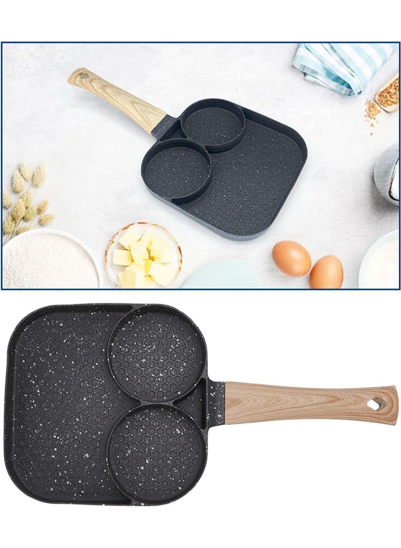 DubaiGallery Kitchen Omelette Frying Pan, 3 Hole Frying Pan, Long Handle Non-Stick Egg Fryer - Image 3