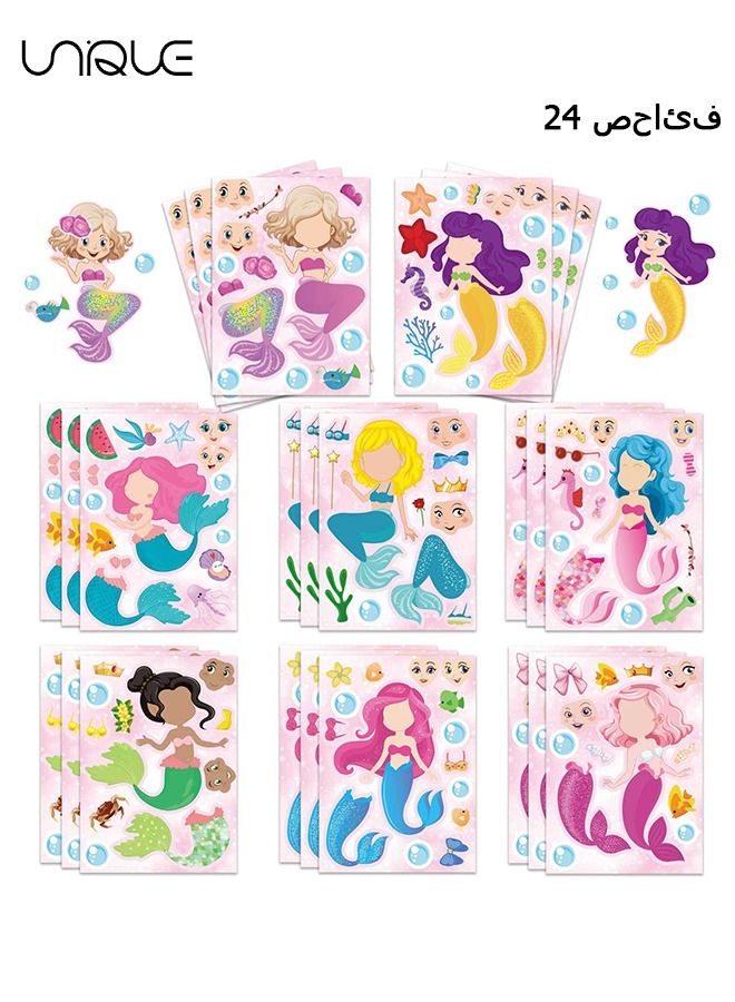 Unique 24 Pcs Mermaid Stickers - DIY Stickers - Mermaid Theme Stickers - Party Gifts, Rewards, Art Crafts, 8 Designs (Mermaid) - Image 1